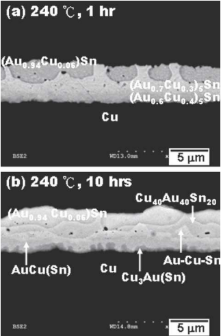 240℃焊接和老化后Cu界面微观结构